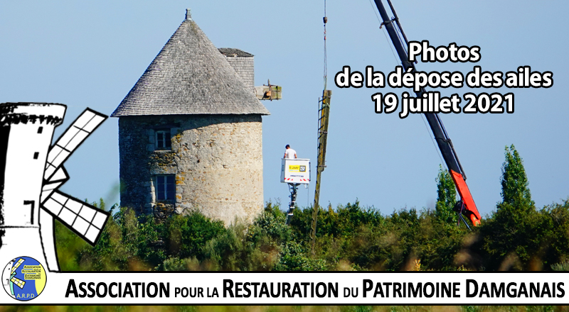 dépose des ailes du moulin de kervoyal et lancement des travaux